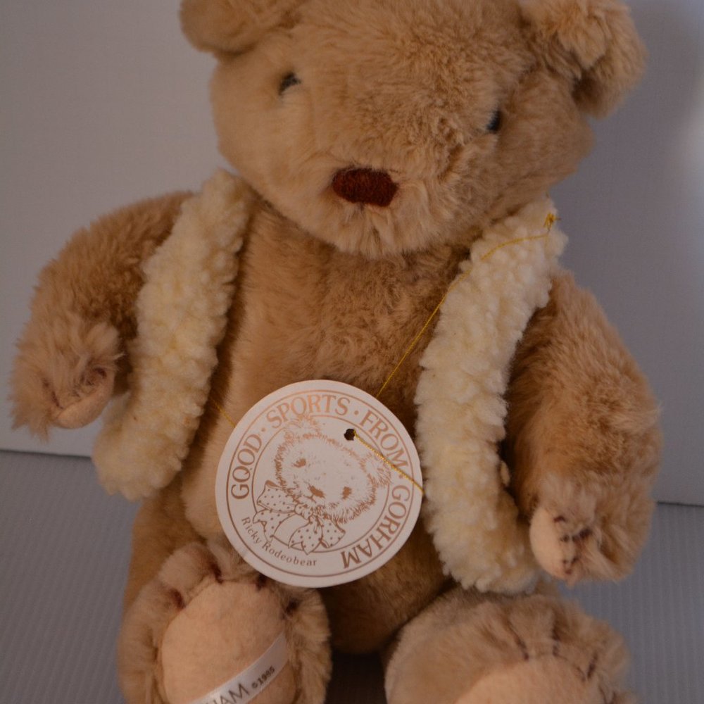 VTG 1985 Jointed Tan Gorham Collector Ricky Rodeobear Teddy Bear Plush Soft 13"
